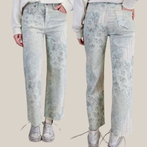 NEW IN PATCHWORK PRINTED STRETCH TWILL PANTS - Picture 6 of 6